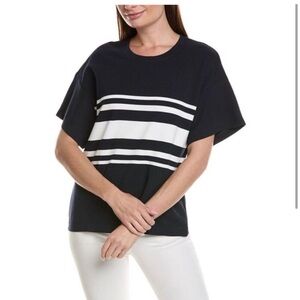 NWOT CAbi Catamaran Navy and White Striped Short Sleeve Tee Size Small